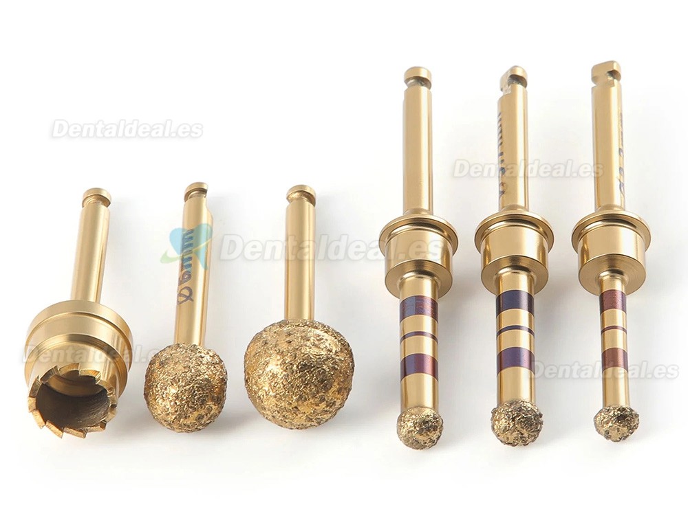 Kit 6 Piezas Fresas Diamantadas para Elevaci&oacute;n de Seno Maxilar Implantes Dentales